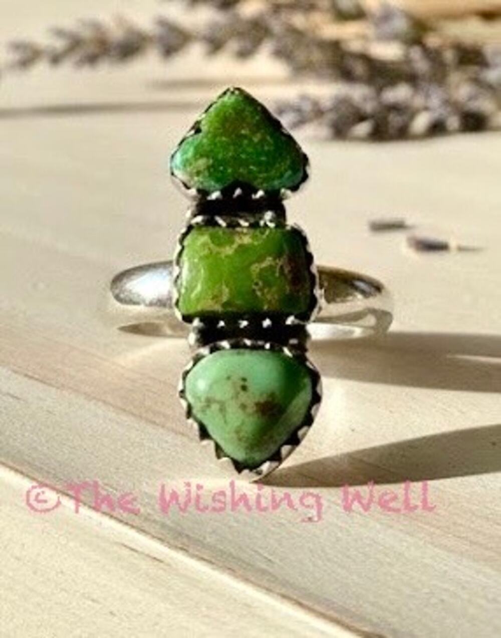 Green Sonoran Hold Three Stone Petite Sterling 925 Ring Size 5-10